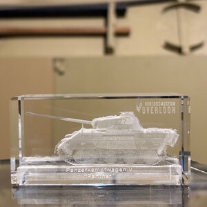 Engraved Glass Cube: Panther