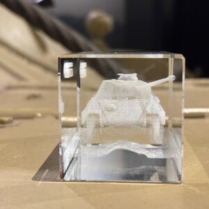 Engraved Glass Cube: Panther