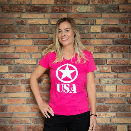 T-shirt star USA pink